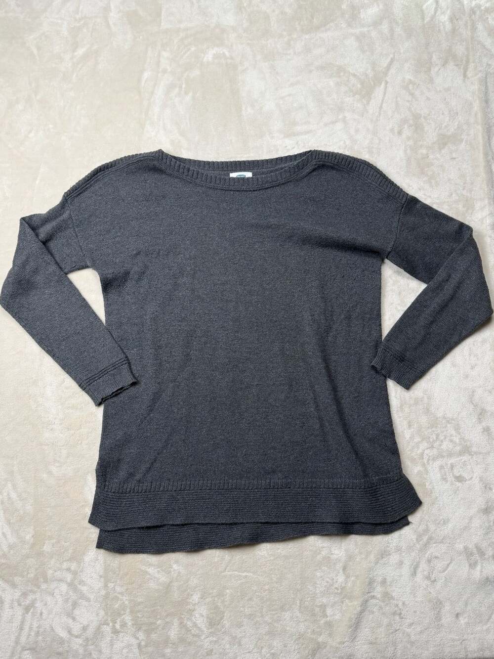 Old Navy Tunic Sweater Size L Gray Boatneck Long Sleeve Knit